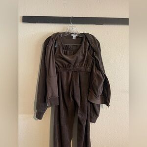 Chocolate Espresso 3 piece set. Pants, bralette and zip up hoodie.